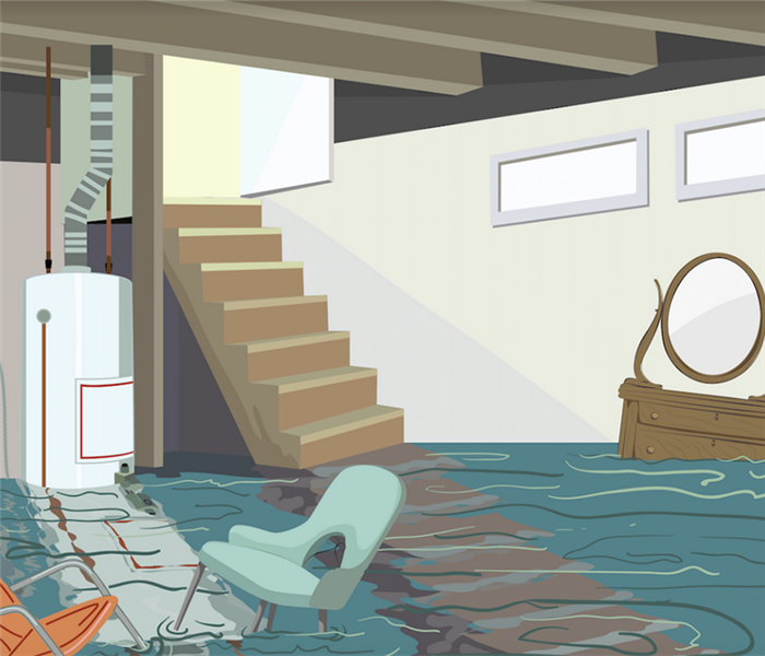 a flooded basement with water everywhere