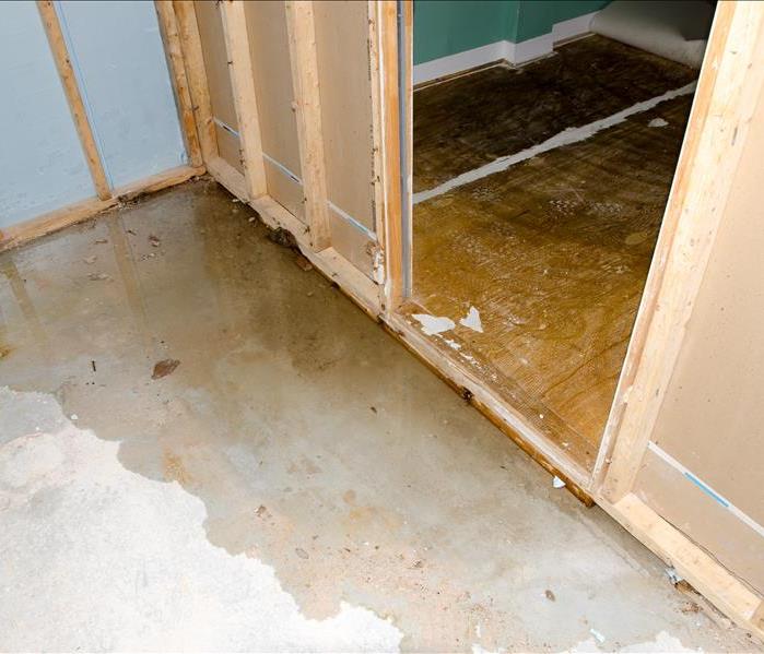 a flooded room in a house