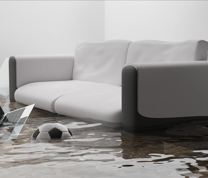 Flooded living room space
